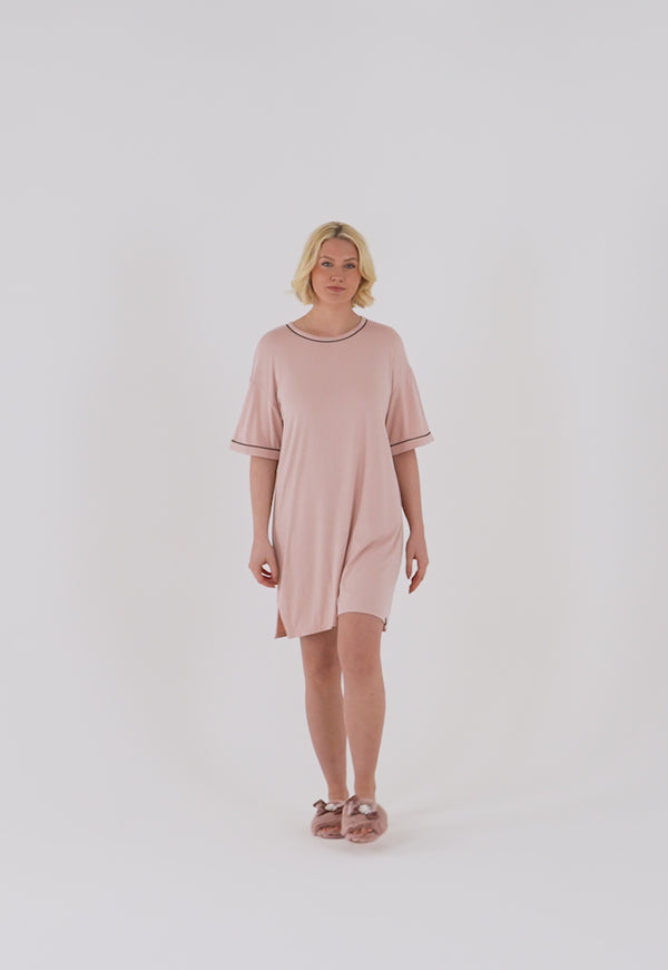 Pretty You Bamboo Classic Tee Dress In Pink