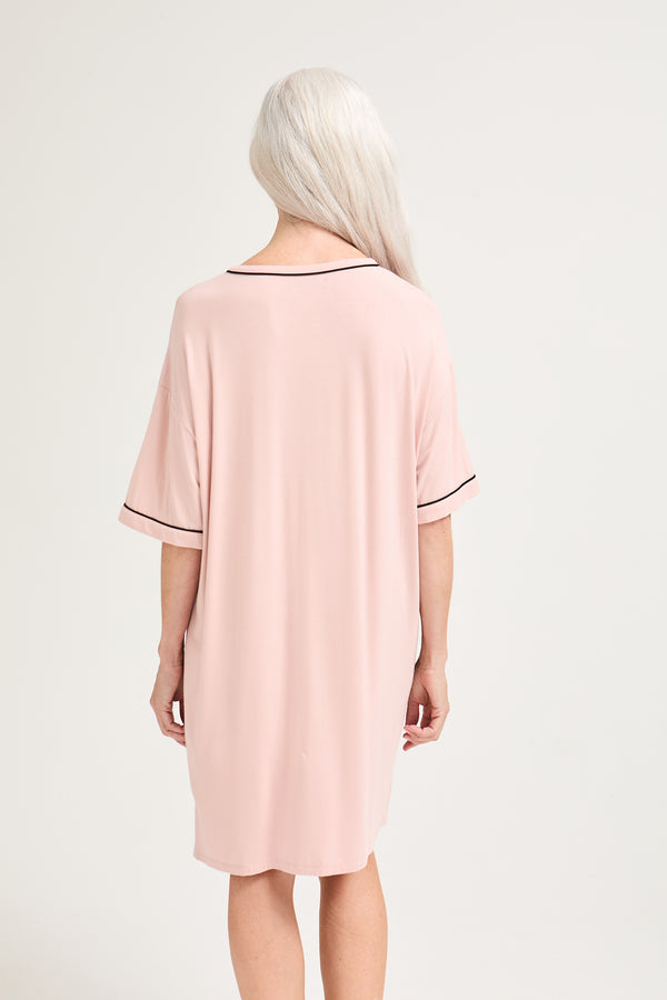 Pretty You Bamboo Classic Tee Dress In Pink
