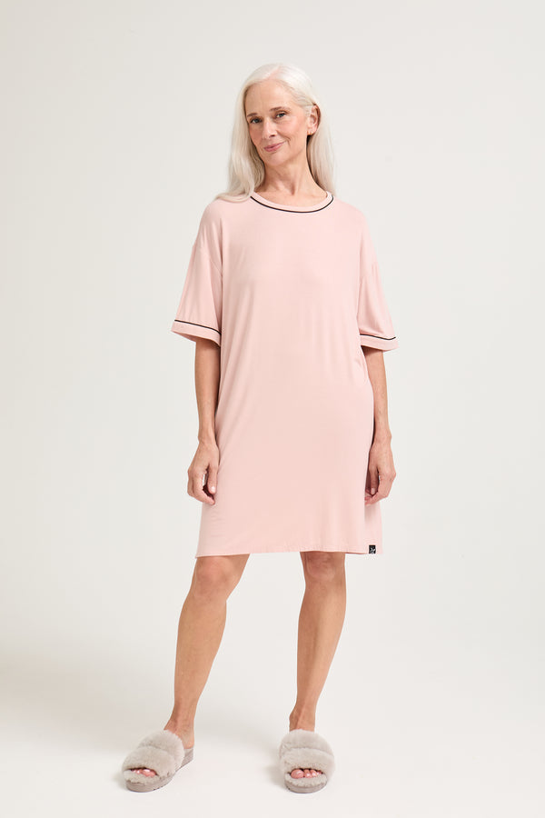 pretty you Bamboo Classic Tee Dress in Pink