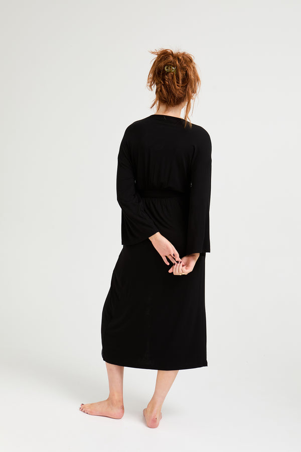 Pretty You Bamboo Frill Kimono In Black