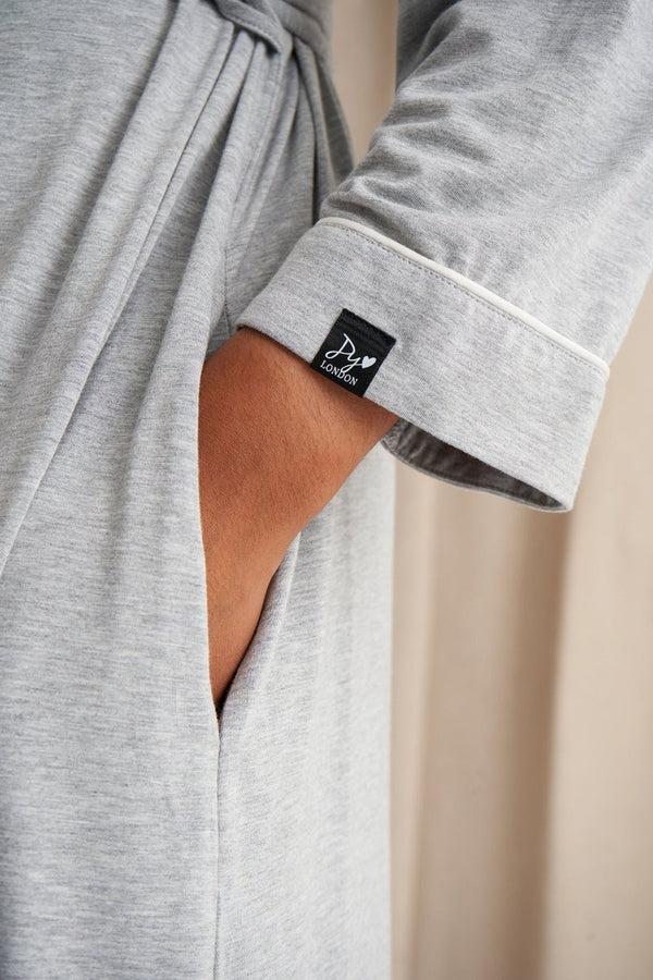 Pretty You Bamboo Kimono Robe In Gray Marl