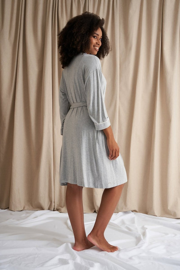 Pretty You Bamboo Kimono Robe In Gray Marl