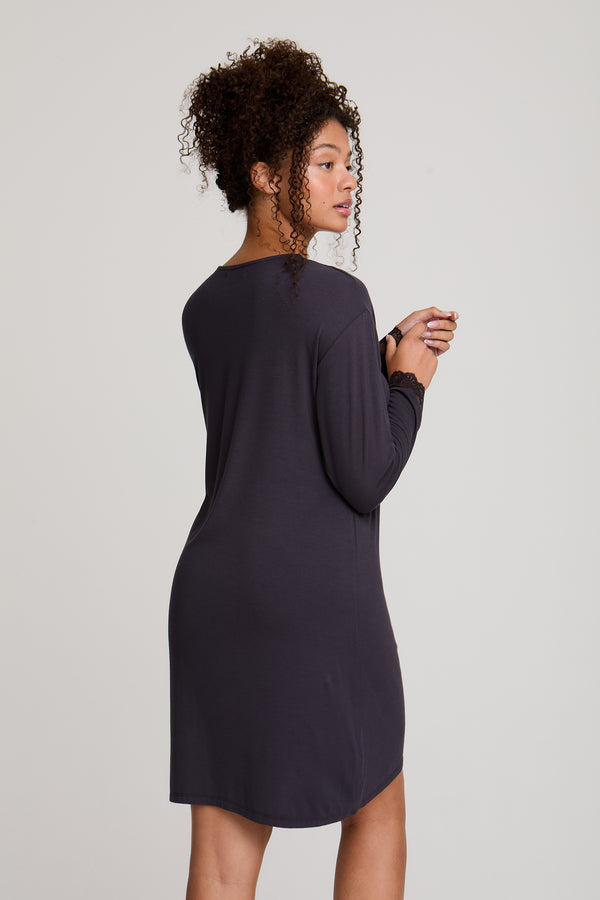 Pretty You Bamboo Lace Nightdress In Raven