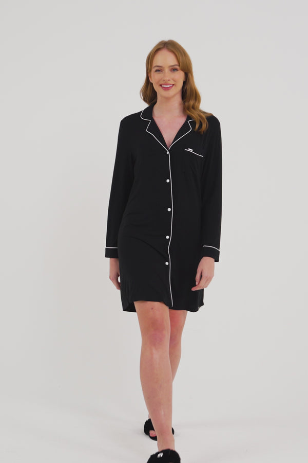 Pretty You Bamboo Nightshirt In Black