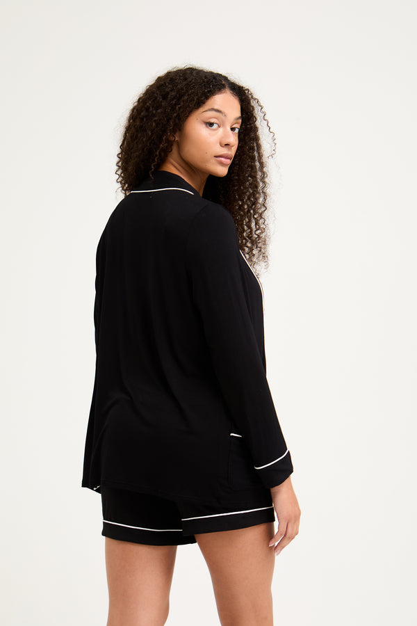 Pretty You Bamboo Nightwear Jacket In Black