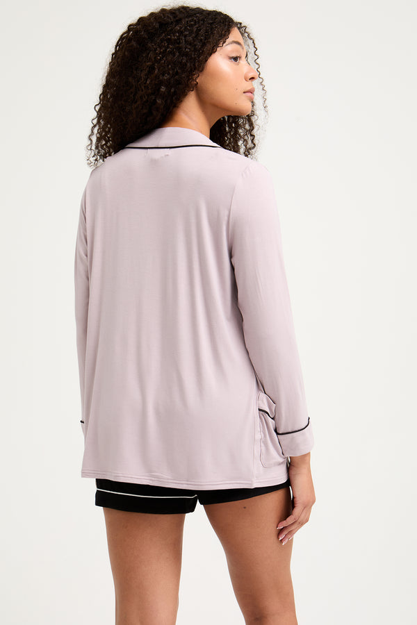 Pretty You Bamboo Nightwear Jacket In Oyster