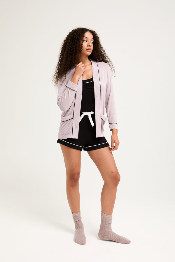 pretty you Bamboo Nightwear Jacket in Oyster