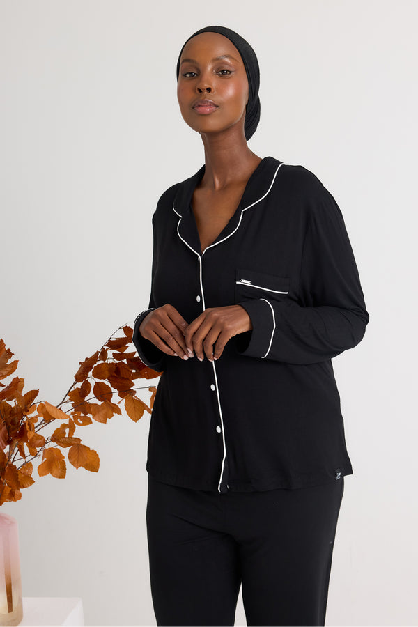 Pretty You Bamboo Pajama Set In Black