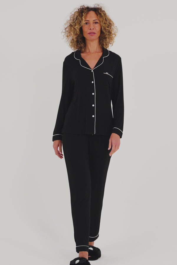 Pretty You Bamboo Pajama Set In Black