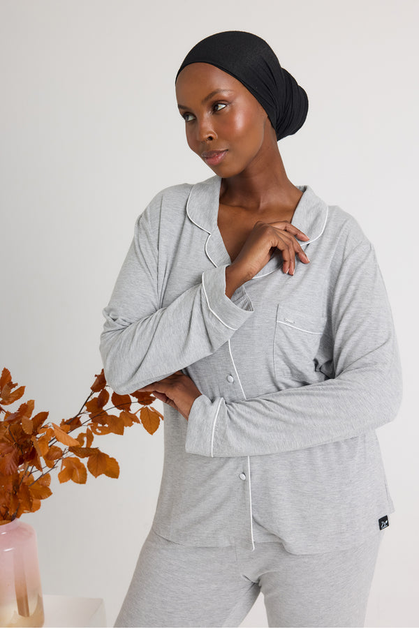 Pretty You Bamboo Pajama Set In Gray Marl
