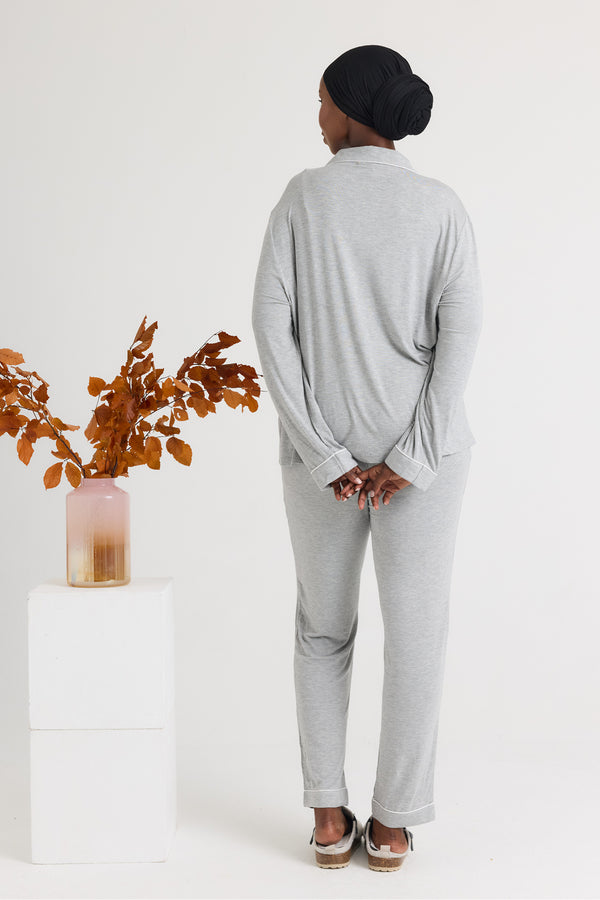 Pretty You Bamboo Pajama Set In Gray Marl