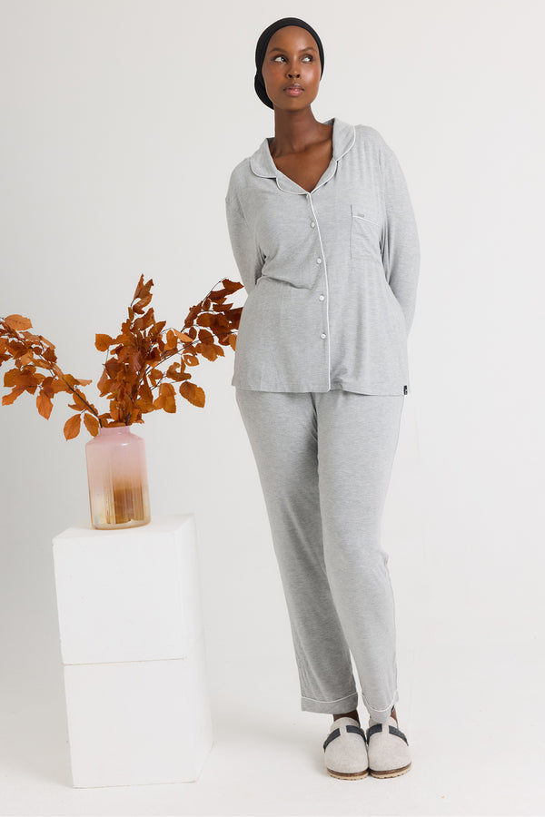pretty you Bamboo Pajama Set in Gray Marl