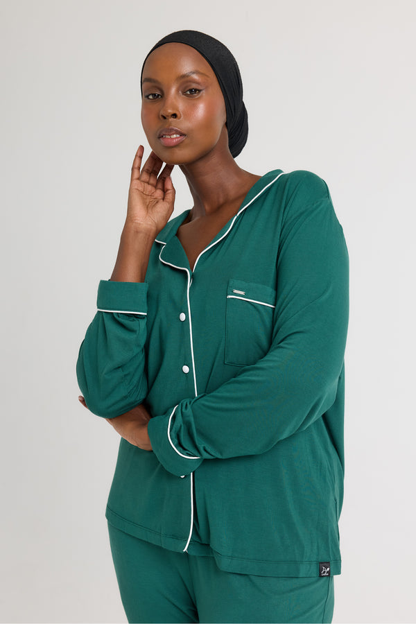 Pretty You Bamboo Pajama Set In Green