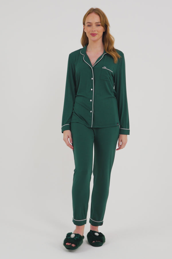 Pretty You Bamboo Pajama Set In Green