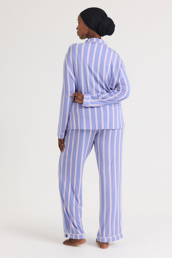 Pretty You Bamboo Pajama Set In Heather Stripe