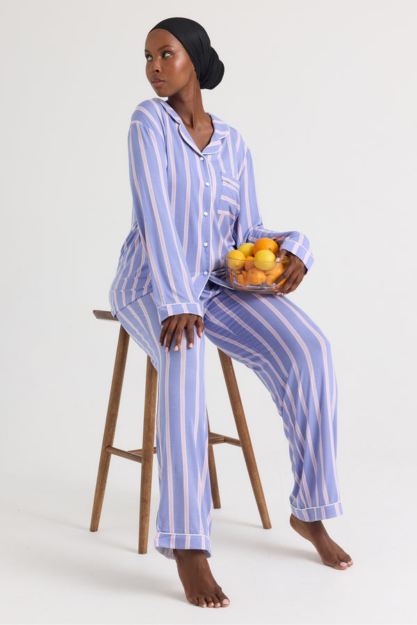pretty you Bamboo Pajama Set in Heather Stripe