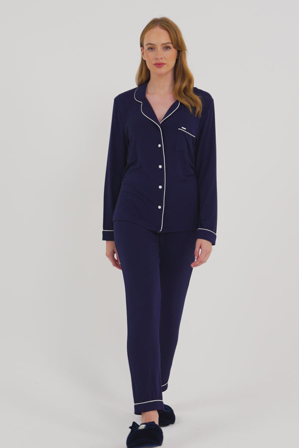 Pretty You Bamboo Pajama Set In Midnight