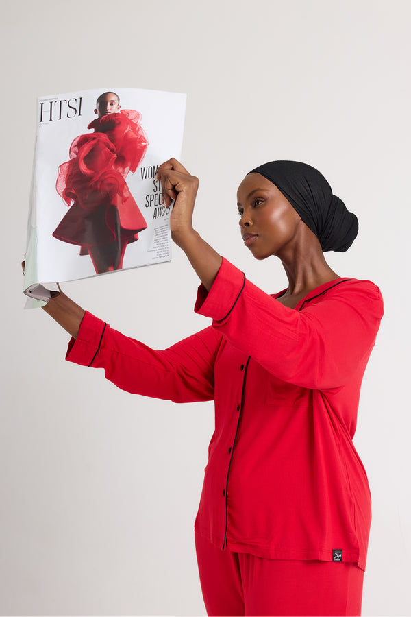 Pretty You Bamboo Pajama Set In Red