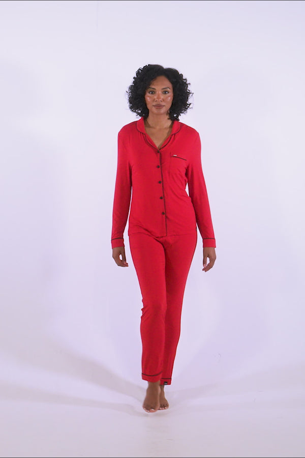 Pretty You Bamboo Pajama Set In Red