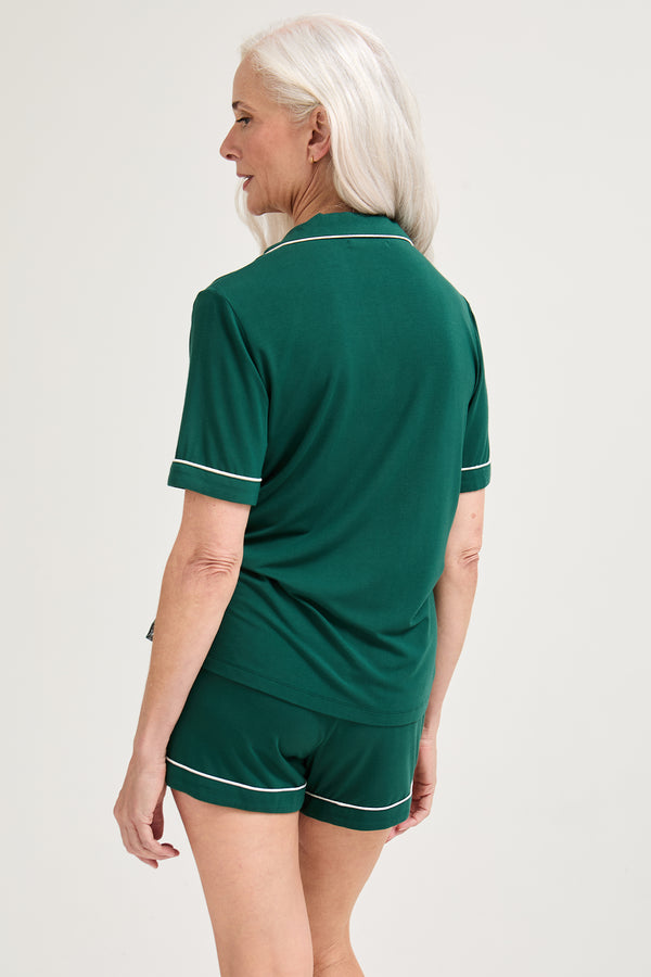 Pretty You Bamboo Shirt Short Set In Green