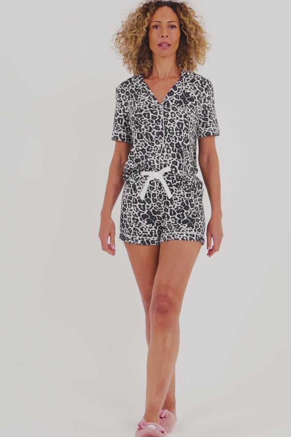 Pretty You Bamboo Shirt Short Set In Luxe Leopard