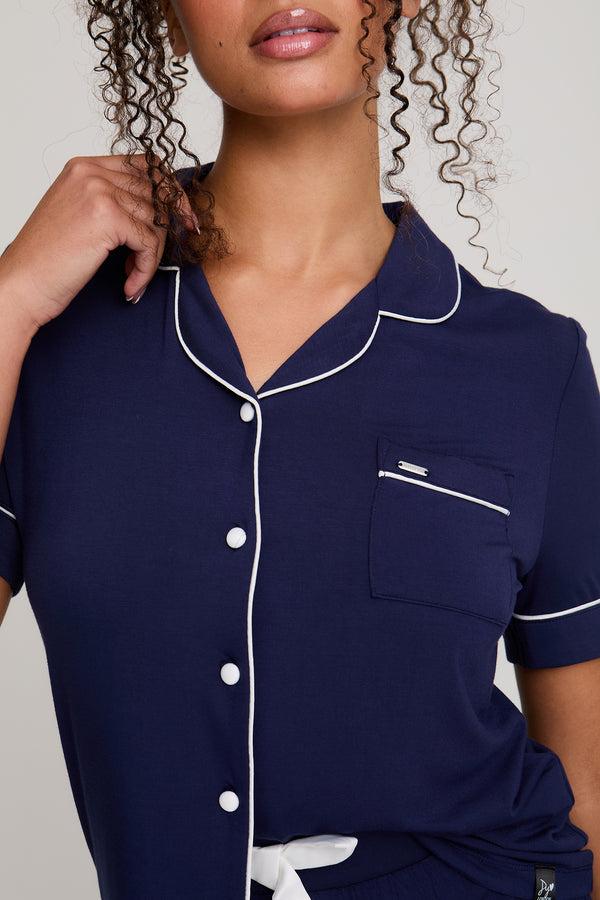 Pretty You Bamboo Shirt Short Set In Midnight