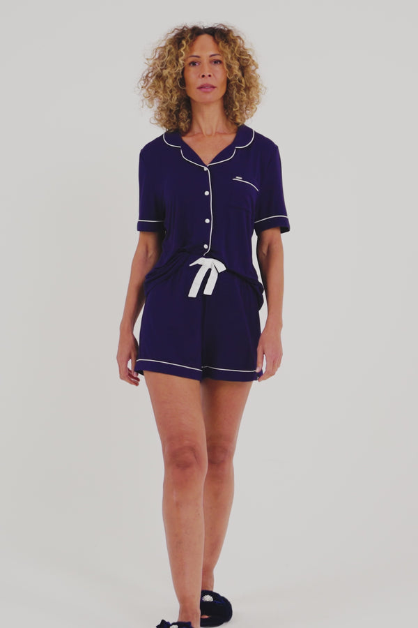 Pretty You Bamboo Shirt Short Set In Midnight