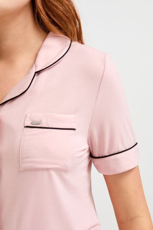 Pretty You Bamboo Shirt Short Set In Pink