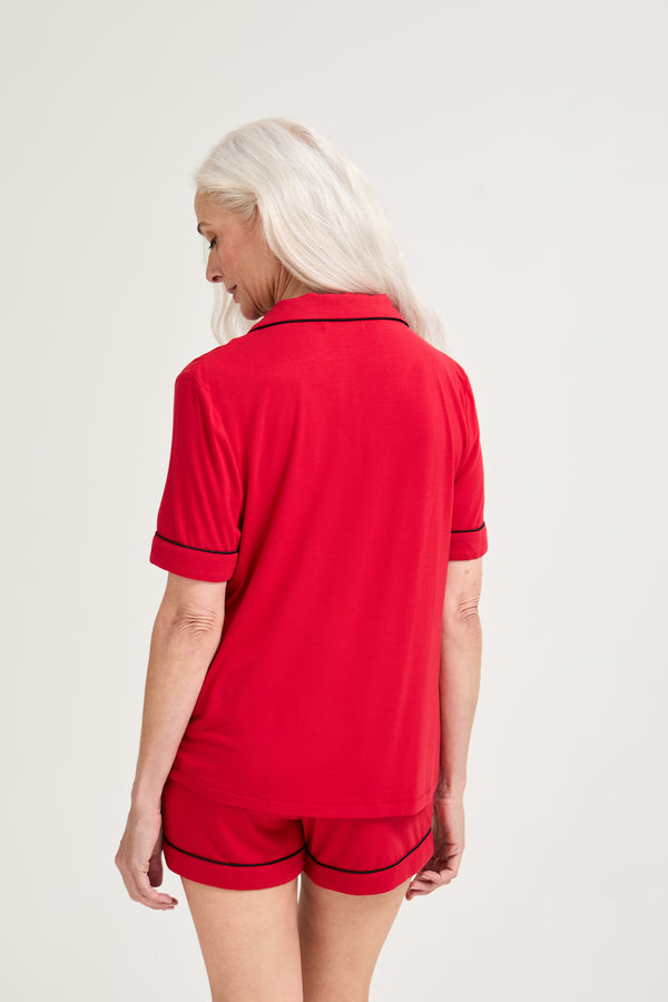 Pretty You Bamboo Shirt Short Set In Red