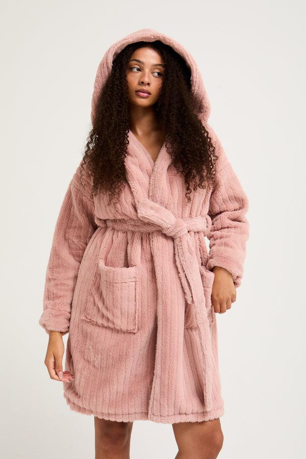 pretty you Cloud Dressing Gown in Dusky Pink