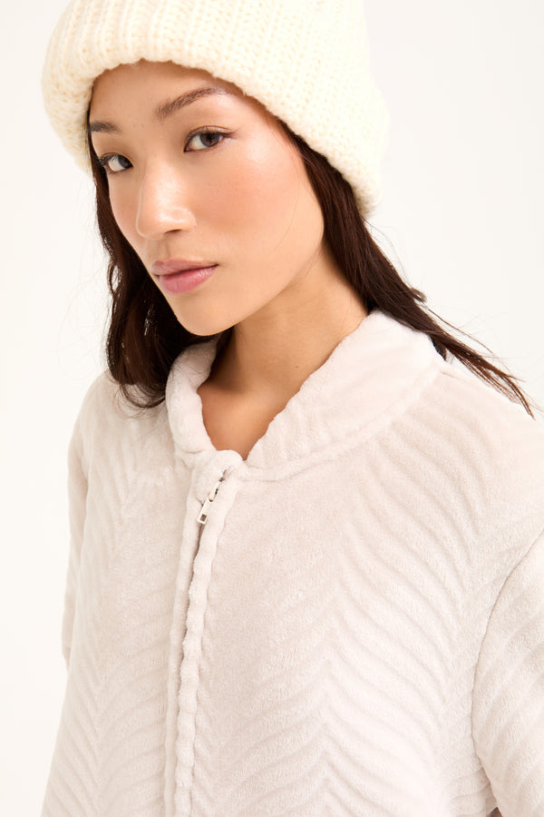 Pretty You Cosy Chevron Housecoat In Almond