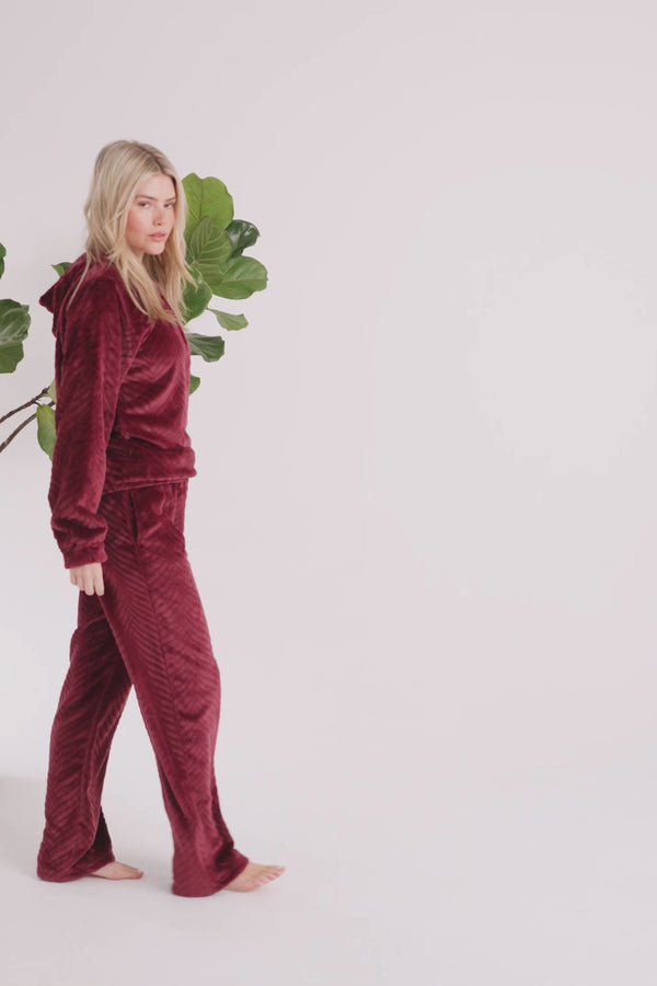 Pretty You Cosy Chevron Lounge Suit In Maroon