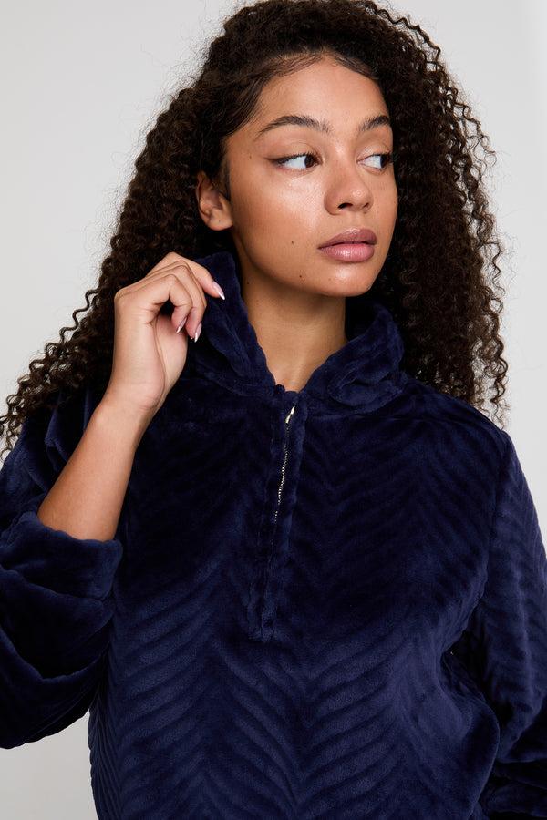 Pretty You Cosy Chevron Lounge Suit In Navy