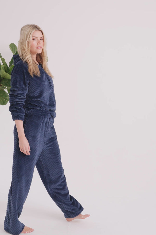 Pretty You Cosy Chevron Lounge Suit In Navy