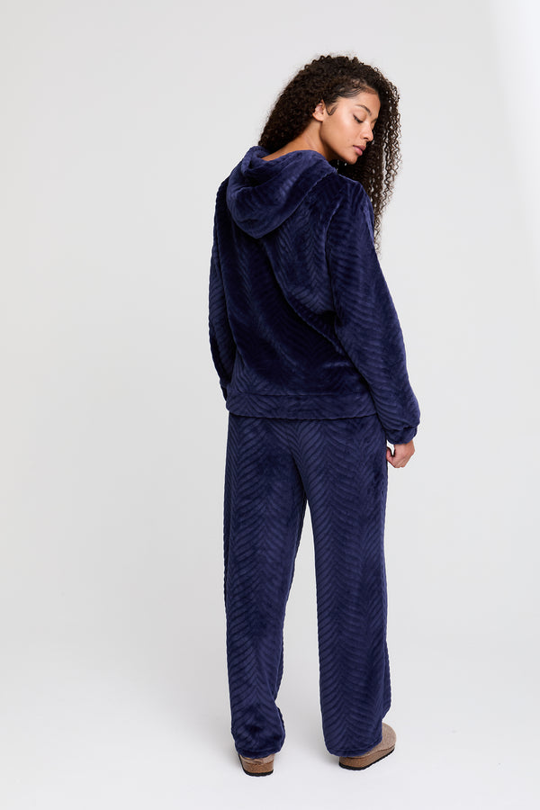 Pretty You Cosy Chevron Lounge Suit In Navy
