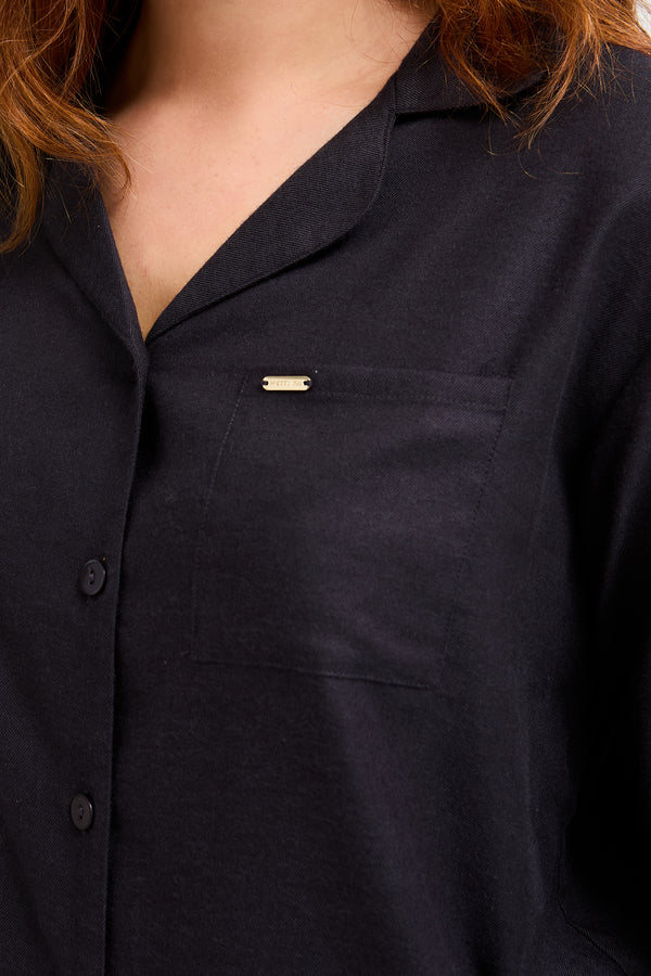 Pretty You Cotton Modal Long Pyjama Set In Raven