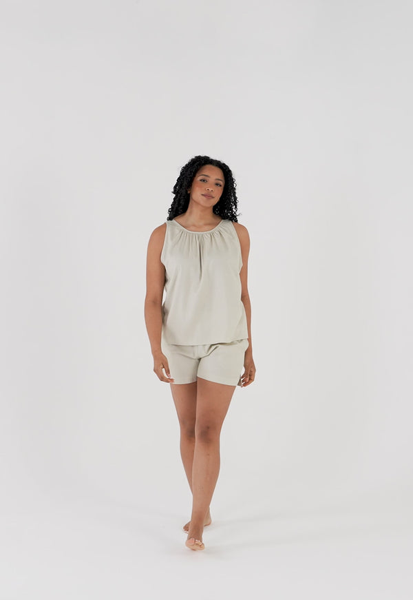 Pretty You Cotton Modal Vest Short Set In Natural