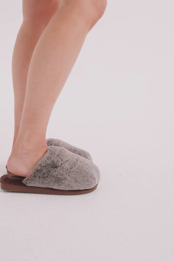 Pretty You Demi Mule Slippers In Chocolate