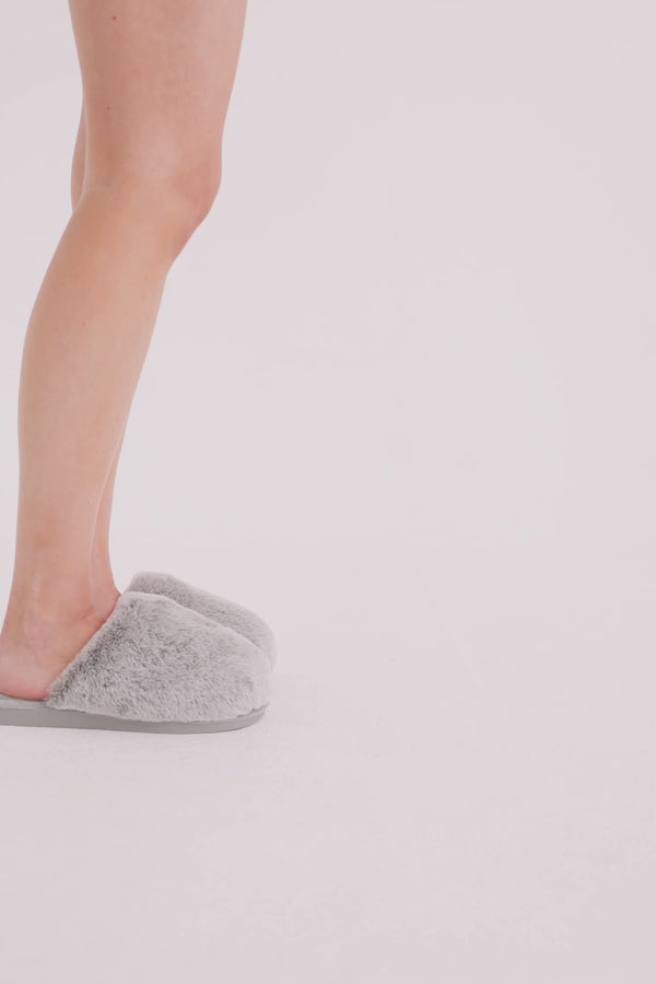 Pretty You Demi Mule Slippers In Grey