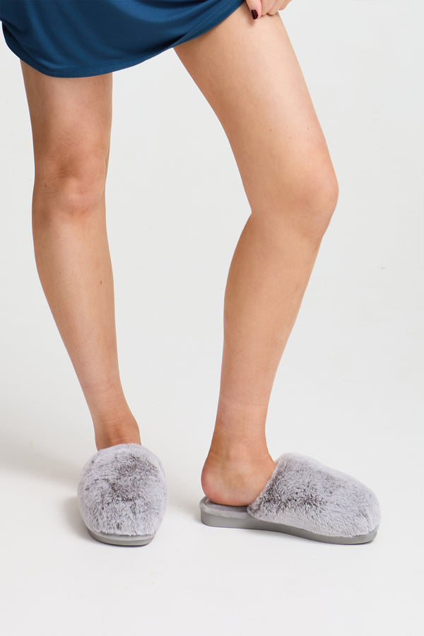 pretty you Demi Mule Slippers in Grey