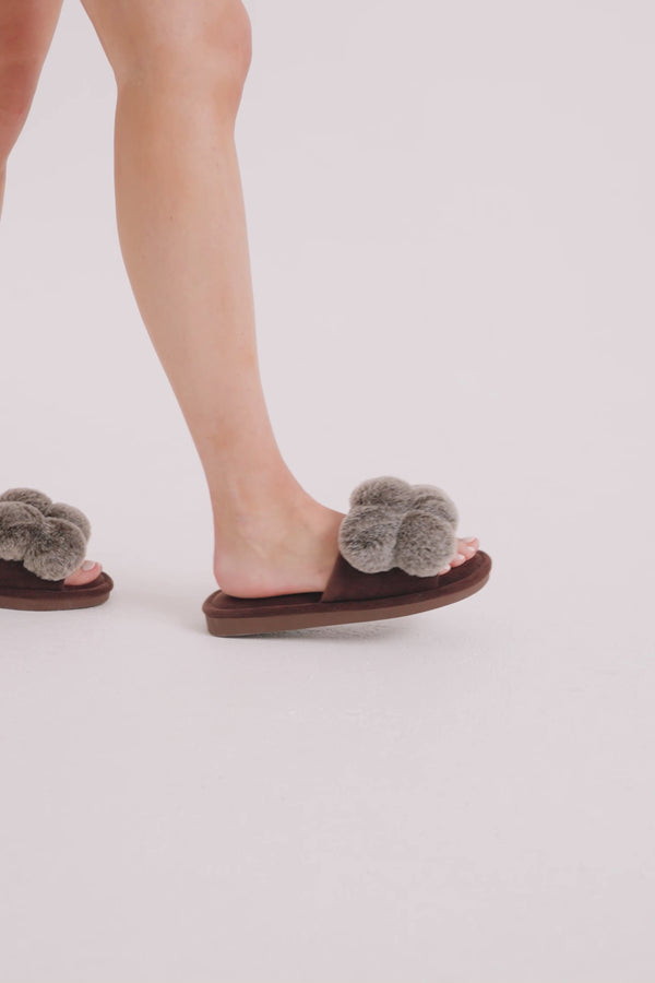 Pretty You Dolly Slippers In Chocolate