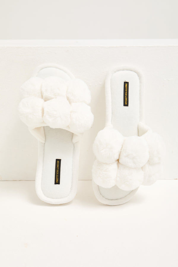 Pretty You Dolly Slippers In White