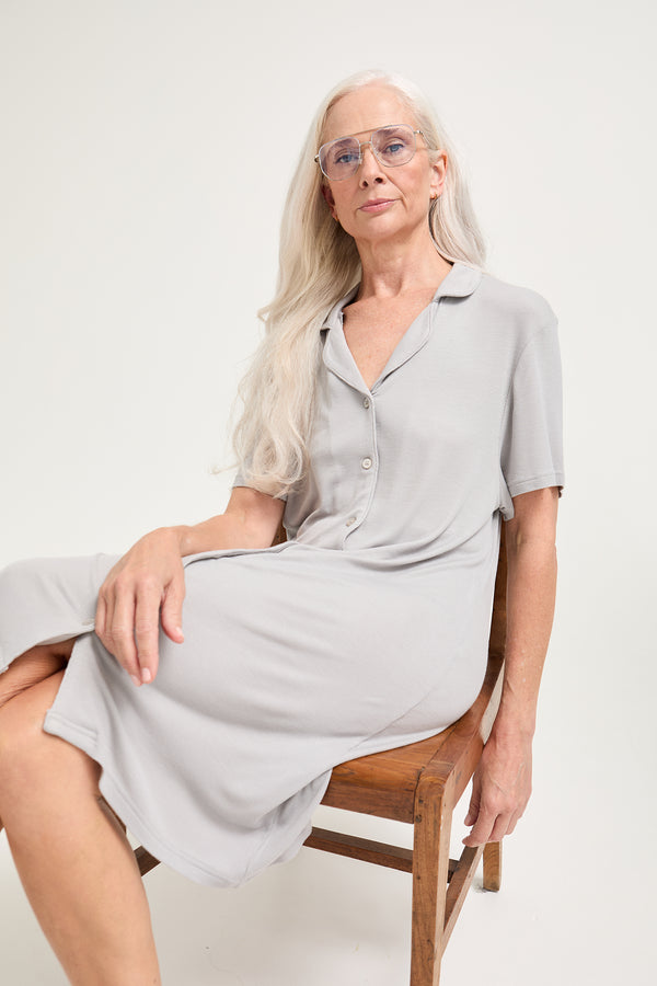 pretty you EcoVero Ribbed Nightshirt in Grey