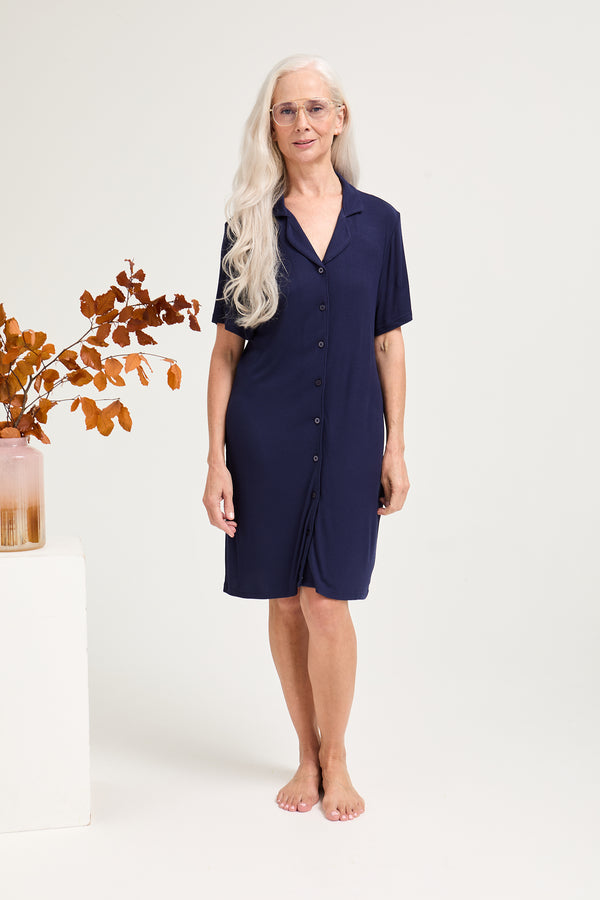 Pretty You EcoVero Ribbed Nightshirt In Midnight