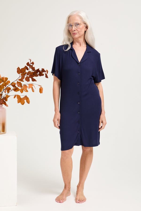 pretty you EcoVero Ribbed Nightshirt in Midnight