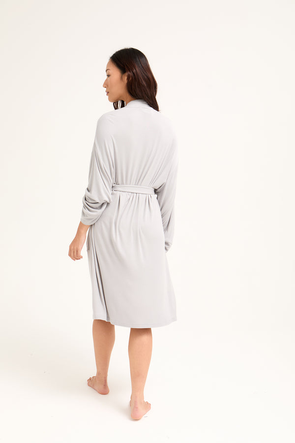 Pretty You EcoVero Ribbed Robe In Grey