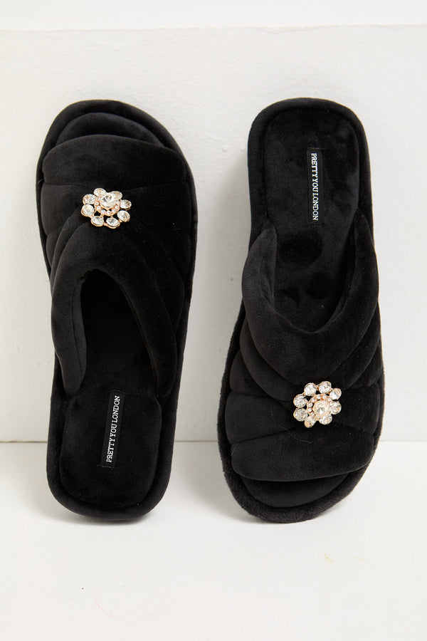 Pretty You Faye Slippers In Raven