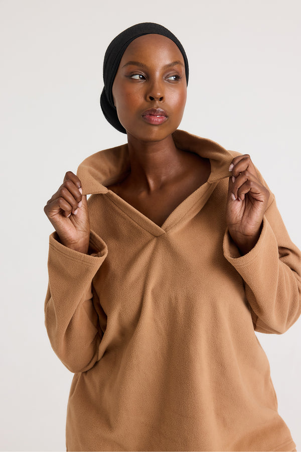 Pretty You Fleece Lounge Set In Tan