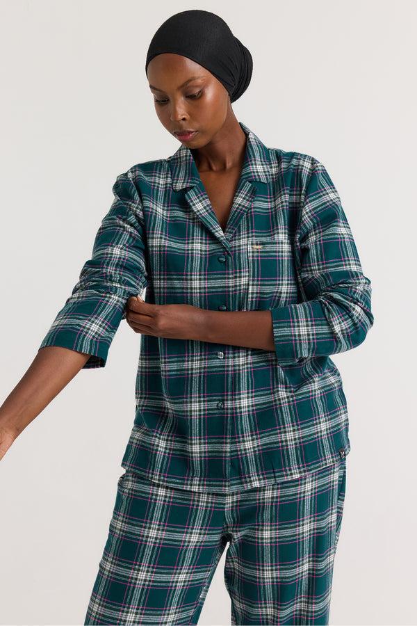 Pretty You His And Hers Plaid Pyjama Sets In Green