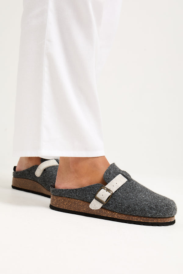 Pretty You Jordan Mule Slippers In Charcoal